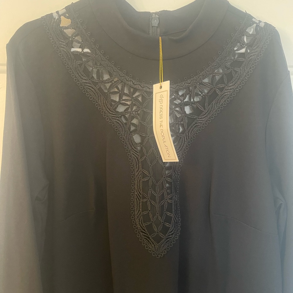 Black Long sleeve dress NWT with lace front - Picture 3 of 5